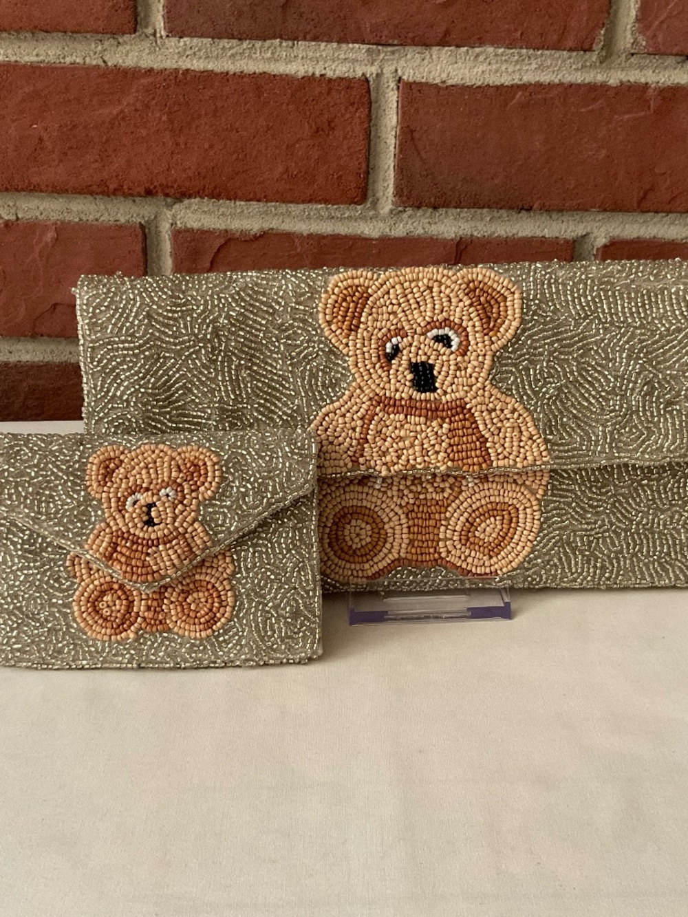 NEW Rachel Zoe Beaded Teddy Crossbody/Clutch & Cards/Coins Holder NWT